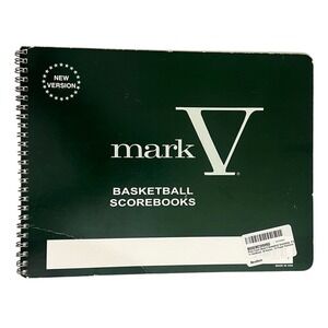 Mark V Basketball Scorebook Spiral Bound 30 Games 15 Player Positions New